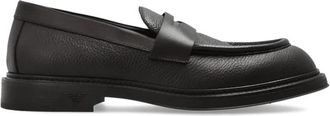 Emporio Armani Pebbled Leather Loafers - Heren - Loafers - Bruin - 43 1/2 EU - Leer - Schoenen