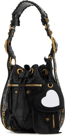 Balenciaga Womens Black Leather Le Cagole Xs Bucket Bag 1000 Borse A Secchiello