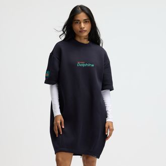 Nike Miami Dolphins Rivalries Collection Oversized Tech Fleece Nike Womens NFL Dress in Blue | 05AJ4FA9P-S4Z