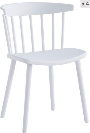 Nordlys Set 4 sillas escandinavas en polipropileno blanco