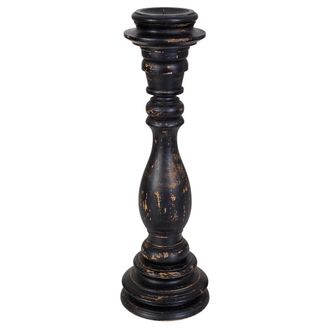 Wanderlust Deco Candelabro De Madera Artesanal Negro 14x14x45h Cm
