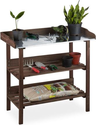 Relaxdays Relaxdays - Mesa Para Huerto Urbano Con Tres Estantes, Invernadero, 86x92x42 Cm, Marr&oacute;n Oscuro