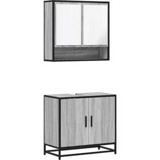 vidaXL Set De Muebles De Ba&ntilde;o 2 Pzas Madera Contrachapada Gris Sonoma Vidaxl