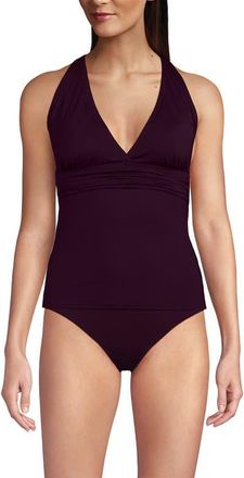 Lands End D-Cup V-Neck Plunge X Back Tankini Top in Dark Wine at Nordstrom, Size Small