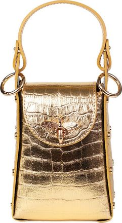 Persaman New York Anette Croc-Embossed Leather Crossbody Bag in Metallic Gold at Nordstrom Rack