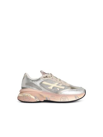 Premiata Moerund Silbergraue Lear-Mischungs-Sneaker