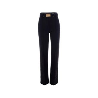 Elisabetta Franchi Buckle Belted Broeken - Dames - Wijde Broeken - Zwart - L - Broeken