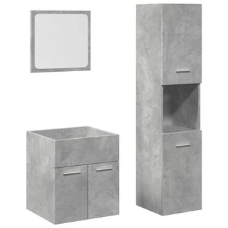 Berkfield Home 3 Piece Bathroom Furniture Set Concrete Grey Engineered Wood