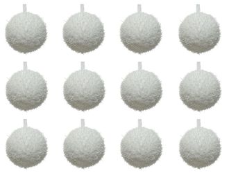 Decoris Weihnachtskugeln Kunststoff 8cm x 12 St&uuml;ck EIS Glitzer bruchsicher Christbaumkugeln wei&szlig;