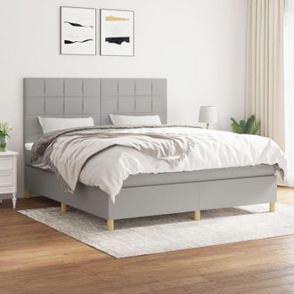 vidaXL Vidaxl - Cama Box Spring Con Colch&oacute;n Tela Gris Claro 180x200 Cm