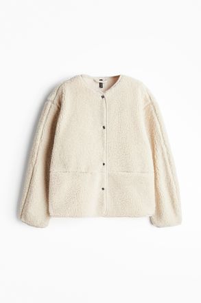 H&M Jacke aus Teddyfleece - Hellbeige