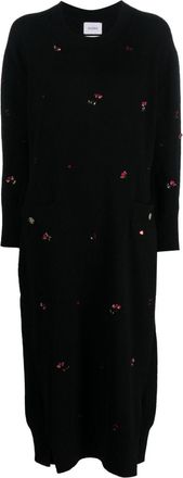Barrie floral-embroidery cashmere dress - women - Cashmere - S - Black