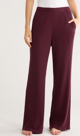 Lunya Waffle Soft Wide Leg Pants in Vint Merlot at Nordstrom, Size X-Large