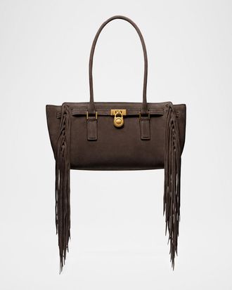 Michael Kors Hamilton Small Fringe Suede Tote Bag