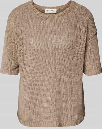 Marc O'Polo Loose Fit Strickpullover aus Baumwoll-Mix mit kurzem Arm in Sand, Größe M