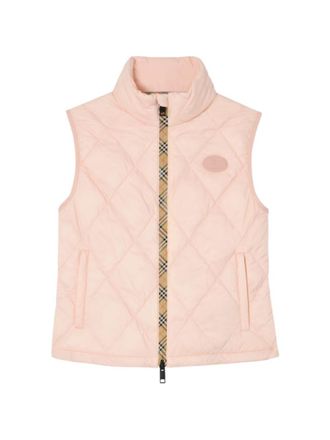 Burberry Pink Quilted Mandarin Collar Jacket