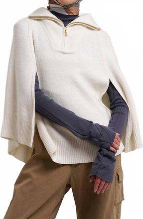 Echo Texture Knit Cape In Vanilla
