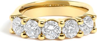 House of Brilliance 14K Gold 2.0 Cttw Round Diamond Five-Stone Band Ring