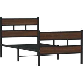 vidaXL Vidaxl - Estructura cama con cabecero sin colchón marrón roble 100x190cm