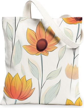 Generic Spring Luxury Sunflower Canvas Tote Bag for Shopping 13x15, Cute Floral Wildflower Reusable Grocery Print Pattern Bag for Women, Flower Simple Beach A
