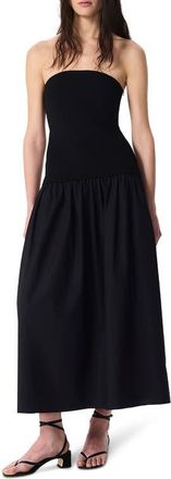 Rag & Bone Irina Mixed Media Strapless Maxi Dress in Black at Nordstrom, Size Xx-Small
