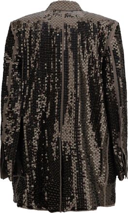 Rick Owens Womens Concordian Embroidered Single-Breasted Jacket Dust-Bronze Cotton Dust/bronze