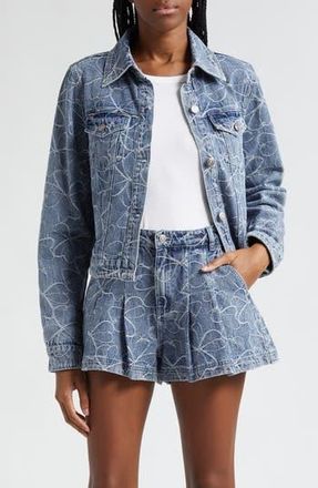 Ramy Brook Hoff Embroidered Floral Denim Trucker Jacket in Indigo Emb Floral Denim at Nordstrom Rack, Size Xx-Small