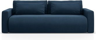 Cosmopolitan Design Sof&aacute; cama con ba&uacute;l de almacenaje 3 plazas de terciopelo azul regio