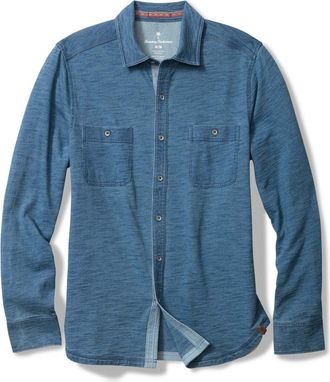 Tommy Bahama Indigo Harbor Slub Cotton Button-Up Shirt in Faded Indigo at Nordstrom, Size X-Large