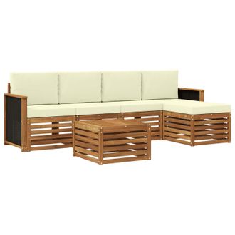 vidaXL Conjunto De Sof&aacute;s De Exterior Con Coj&iacute;n 6 Pcs Natural Y Crema Vidaxl