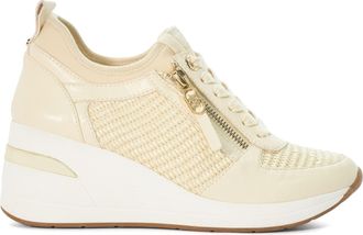 Dune London Ladies EILIN Wedge Lace-Up Trainers Size UK 7 Wedge Heel Natural