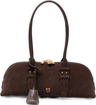 Pinko Bowling Horizontal Big - Dames - Schoudertassen - Bruin - ONE Size - Nylon - Tassen