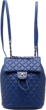 Chanel Matelasse Blue Leather Backpack (Pre-Owned)
