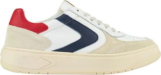 Valsport Witte leren sneaker met rode en blauwe details - Heren - Sneakers - Veelkleurig - 42 EU - Leer - Schoenen