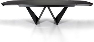 Oresteluchetta Mesa extensible cer&aacute;mica m&aacute;rmol negro metal gris 76x200-300 cm