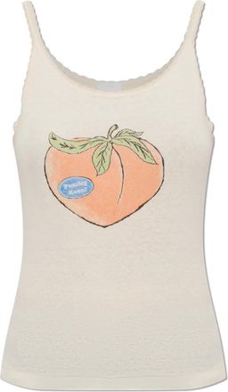 Re/Done Tops, Dames, Beige, S, Katoen, Lace Strap Tank
