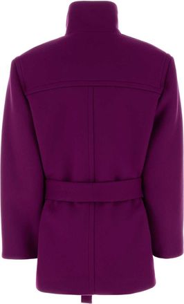 Saint Laurent Womens Version Coat Purple Wool