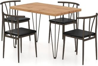 Costway 5-Piece Dining Table Set Industrial Rectangular Kitchen Table-Coffee