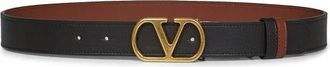 Valentino Garavani VLogo Signature Omkeerbare Riem - Dames - Riemen - Zwart - 85 CM - Leer - Accessoires