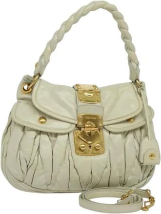 Miu Miu Tweedehands leren handtassen - Dames - Vintage Handtas - Wit - ONE Size - Leer - Vintage