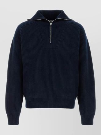 Jil Sander wool polo shirt high collar long sleeves
