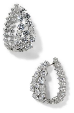 Nadri Mojito Hinge Hoop Earrings in Rhodium at Nordstrom