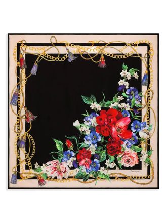 Dolce & Gabbana Foulard con stampa a fiori - Nero