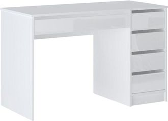 Vente-Unique Scrivania con 5 cassetti Bianco lucido - JENEMI