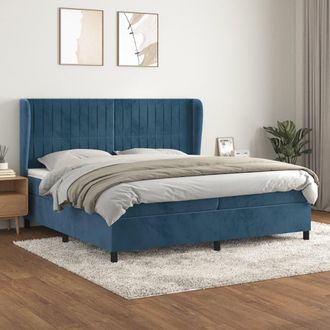 vidaXL Cama Box Spring Con Colch&oacute;n Terciopelo Azul Oscuro 200x200 Cm Vidaxl
