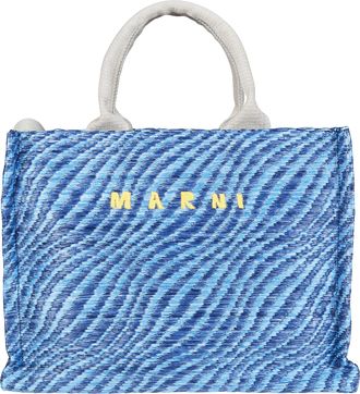 Marni Blue Basket Small Textured Wave Tote Bag