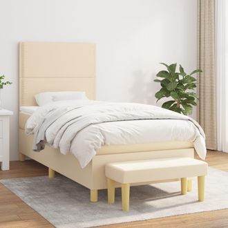 vidaXL Vidaxl - Cama Box Spring Con Colch&oacute;n Tela Color Crema 90x200 Cm