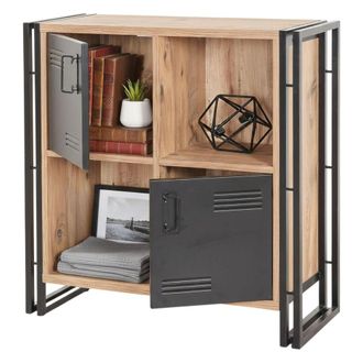 Dmora Dmora - Estante Para Libros Orion, Estante De Oficina, Porta Libros M&oacute;vil, Biblioteca, 89x35h89 Cm, Roble Y Negro, Con Embalaje Reforzado