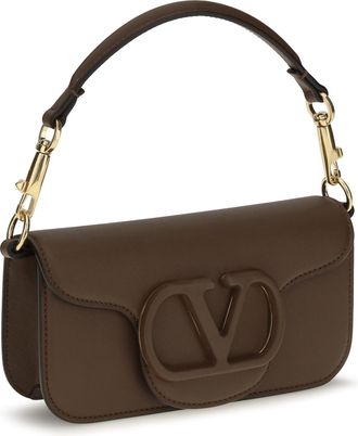 Valentino Garavani Womens Mini Loc&ograve; Shoulder Bag Calfskin Wood Brown Calf Leather Bos Taurus