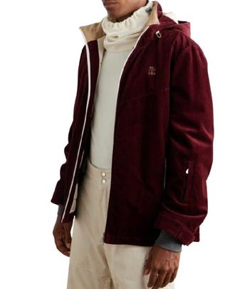 Brunello Cucinelli Burgundy Cord Mountain Outerwear Jacket Size XL
